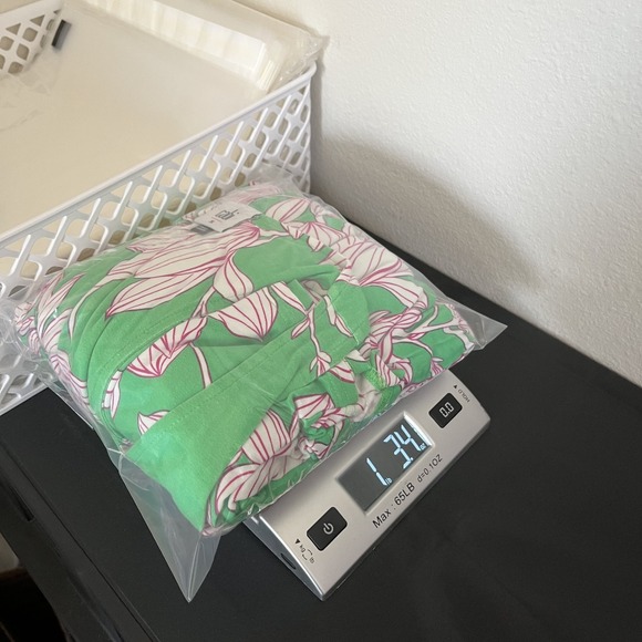 Cabi Women Weekend Dress Medium Green Pink Jersey Knit Midi Preppy Summer Floral - Picture 10 of 10